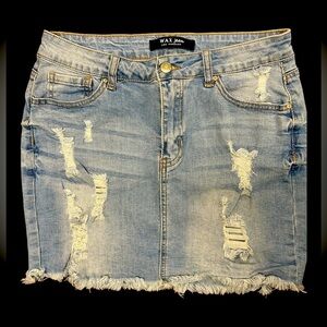 WAX Jean Distressed Denim Mini Skirt - Blue, EUC, Size L